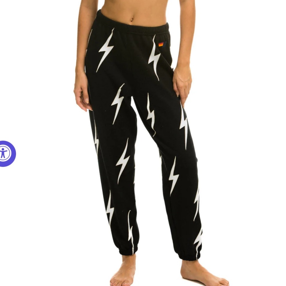 Aviator Nation Bolt Stitch Repeat Sweatpants Black//White